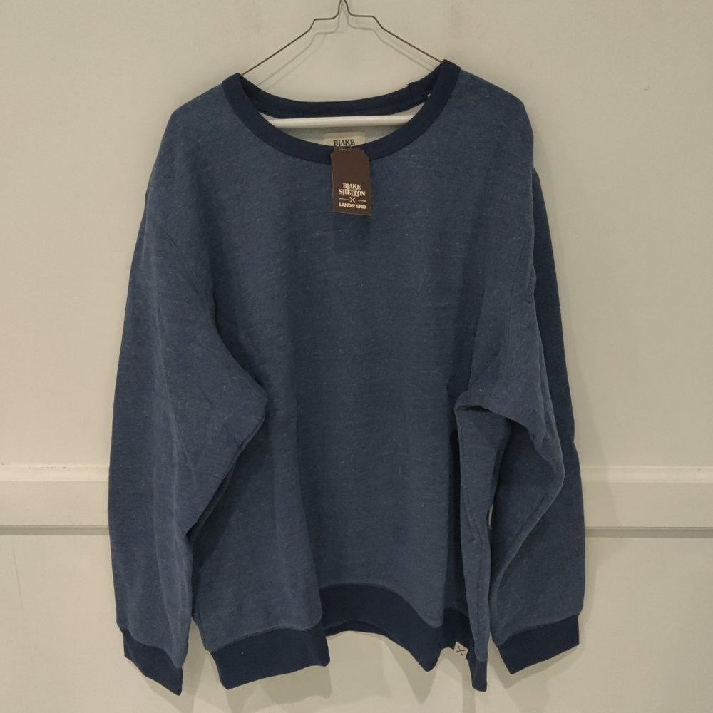 NWT Blake Shelton X Lands' End Men Serious Sweatshirt Blue Size M $80 D248